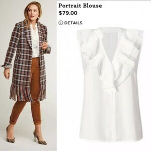 CAbi Classic White Ruffle Blouse